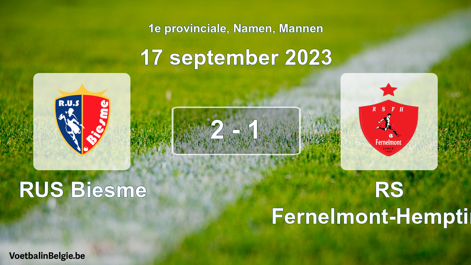 Gespeelde wedstrijd mannenvoetbal: RUS Biesme - RS Fernelmont-Hemptinne 2 - 1 (17 september 2023)
