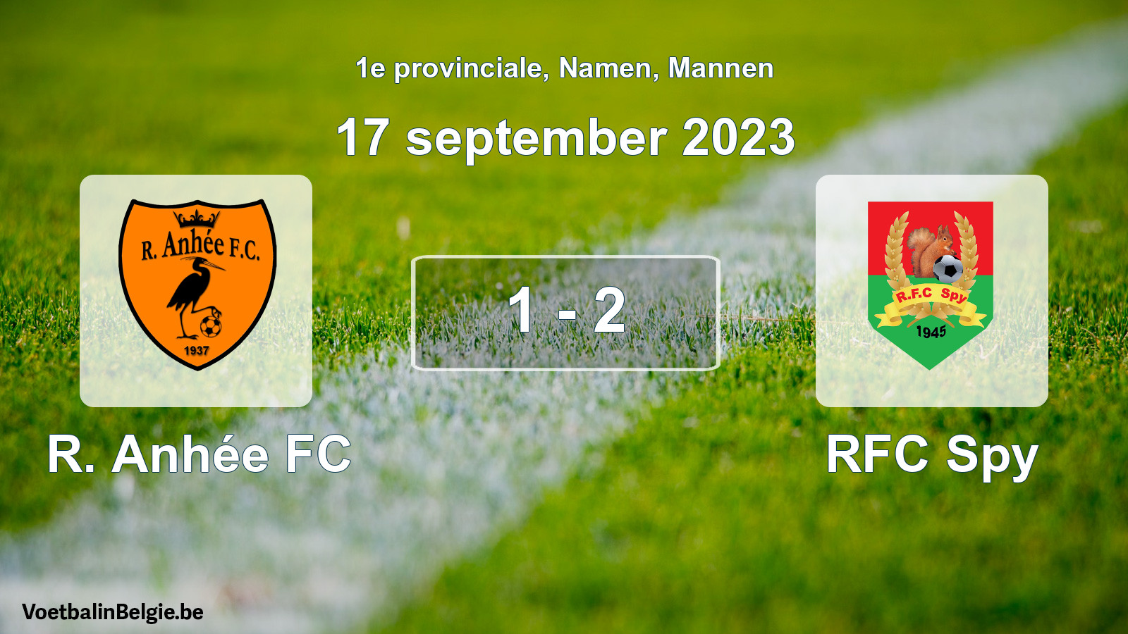 Gespeelde wedstrijd mannenvoetbal: R. Anhée FC - RFC Spy 1 - 2 (17 september 2023)