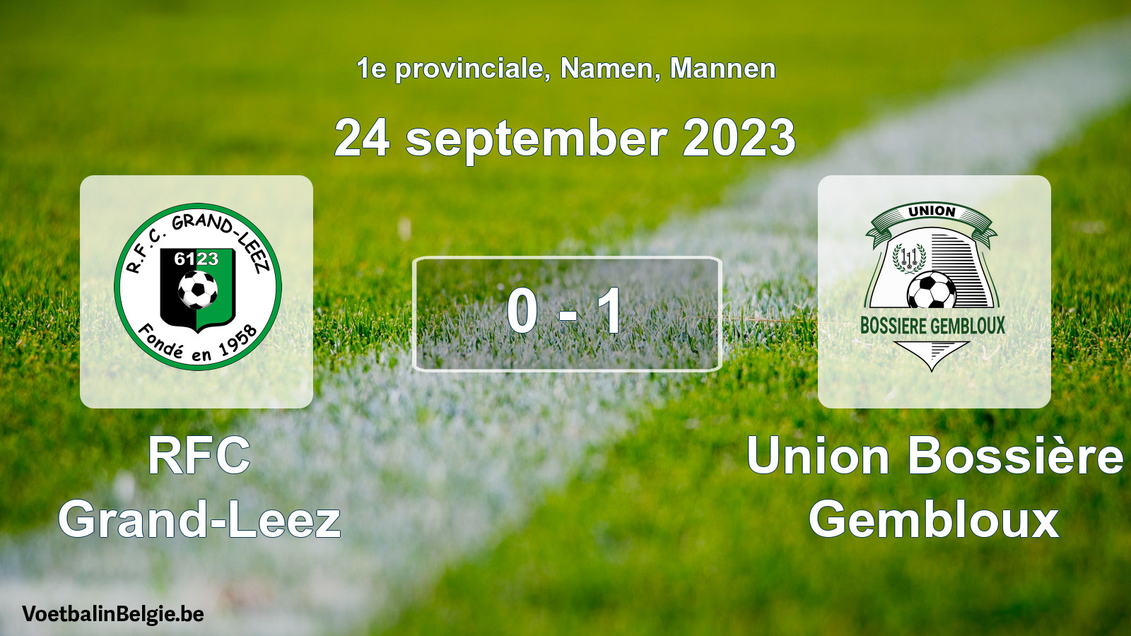 Gespeelde wedstrijd mannenvoetbal: RFC Grand-Leez - Union Bossière Gembloux 0 - 1 (24 september 2023)