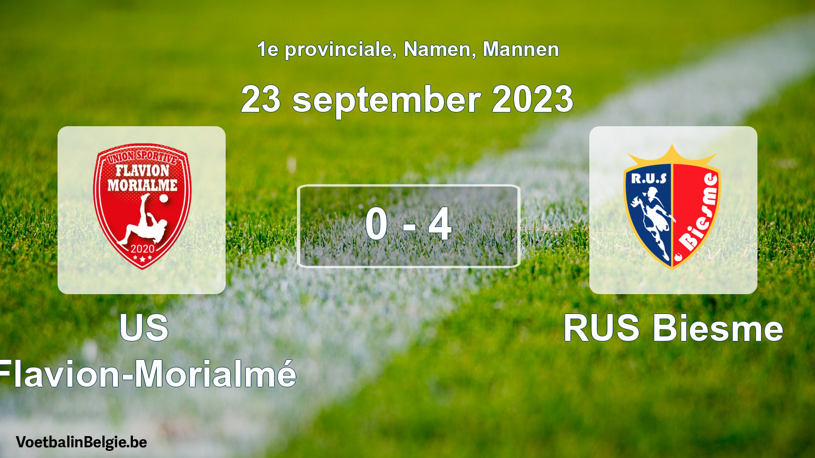Gespeelde wedstrijd mannenvoetbal: US Flavion-Morialmé - RUS Biesme 0 - 4 (23 september 2023)