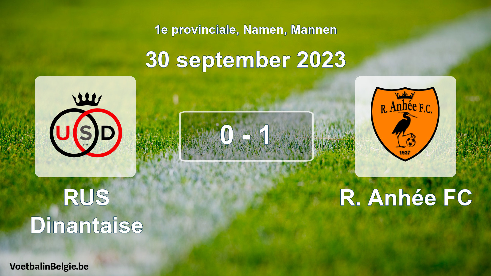 Gespeelde wedstrijd mannenvoetbal: RUS Dinantaise - R. Anhée FC 0 - 1 (30 september 2023)
