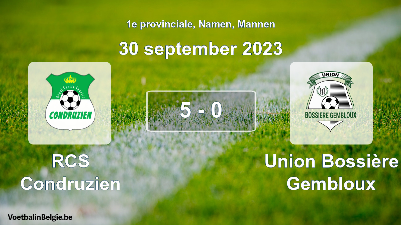 Gespeelde wedstrijd mannenvoetbal: RCS Condruzien - Union Bossière Gembloux 5 - 0 (30 september 2023)