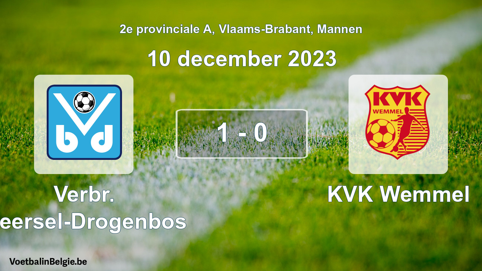 Played match men football: Verbr. Beersel-Drogenbos - KVK Wemmel 1 - 0 (10 December 2023)