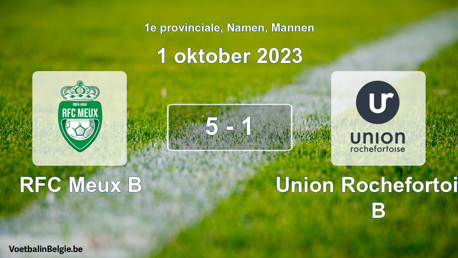 Gespeelde wedstrijd mannenvoetbal: RFC Meux B - Union Rochefortoise B 5 - 1 (1 oktober 2023)