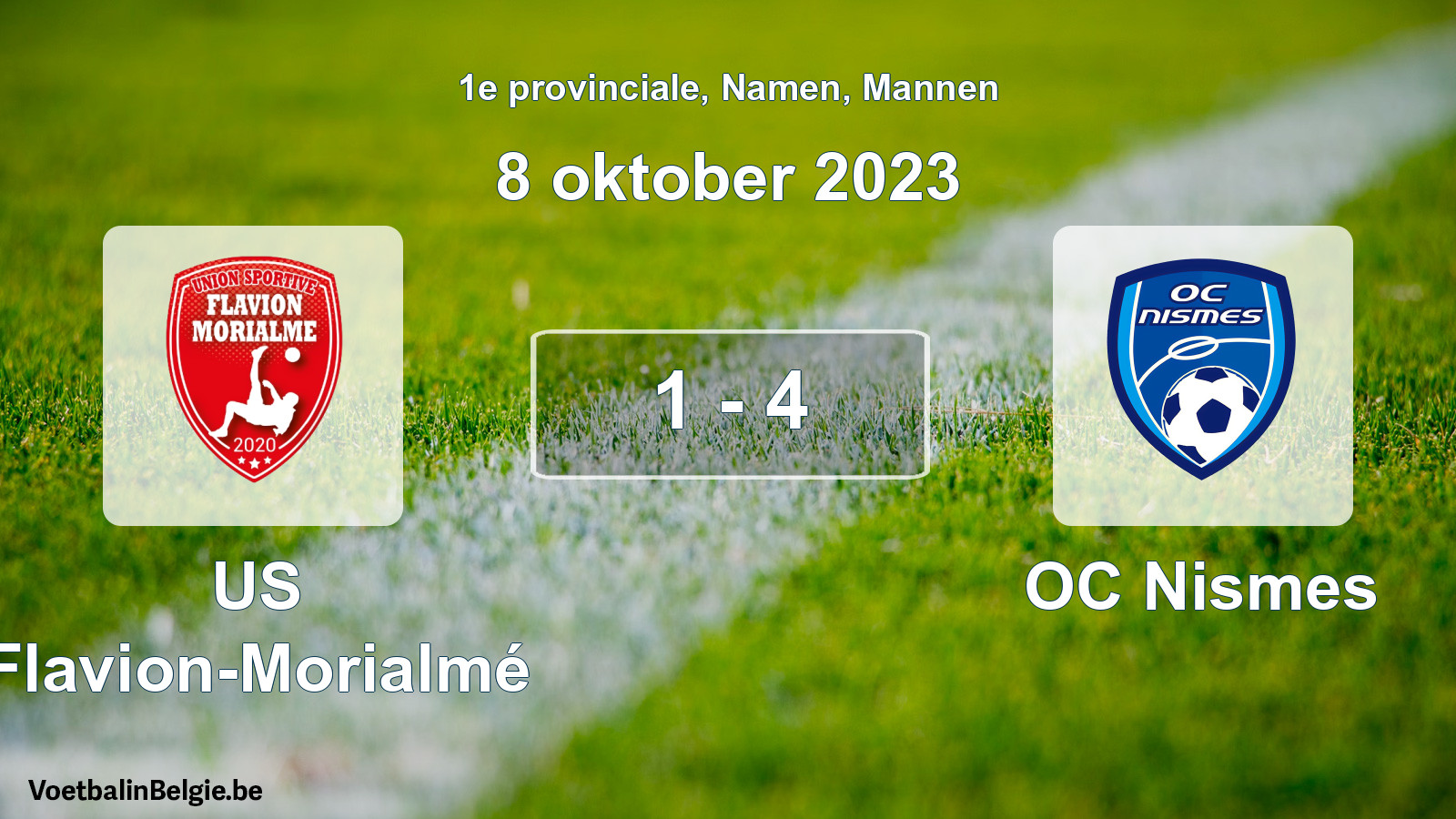 Gespeelde wedstrijd mannenvoetbal: US Flavion-Morialmé - OC Nismes 1 - 4 (8 oktober 2023)