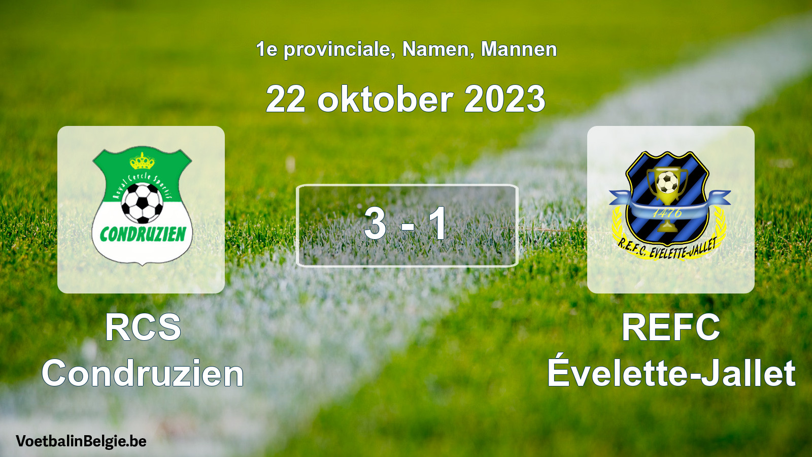 Gespeelde wedstrijd mannenvoetbal: RCS Condruzien - REFC Évelette-Jallet 3 - 1 (22 oktober 2023)
