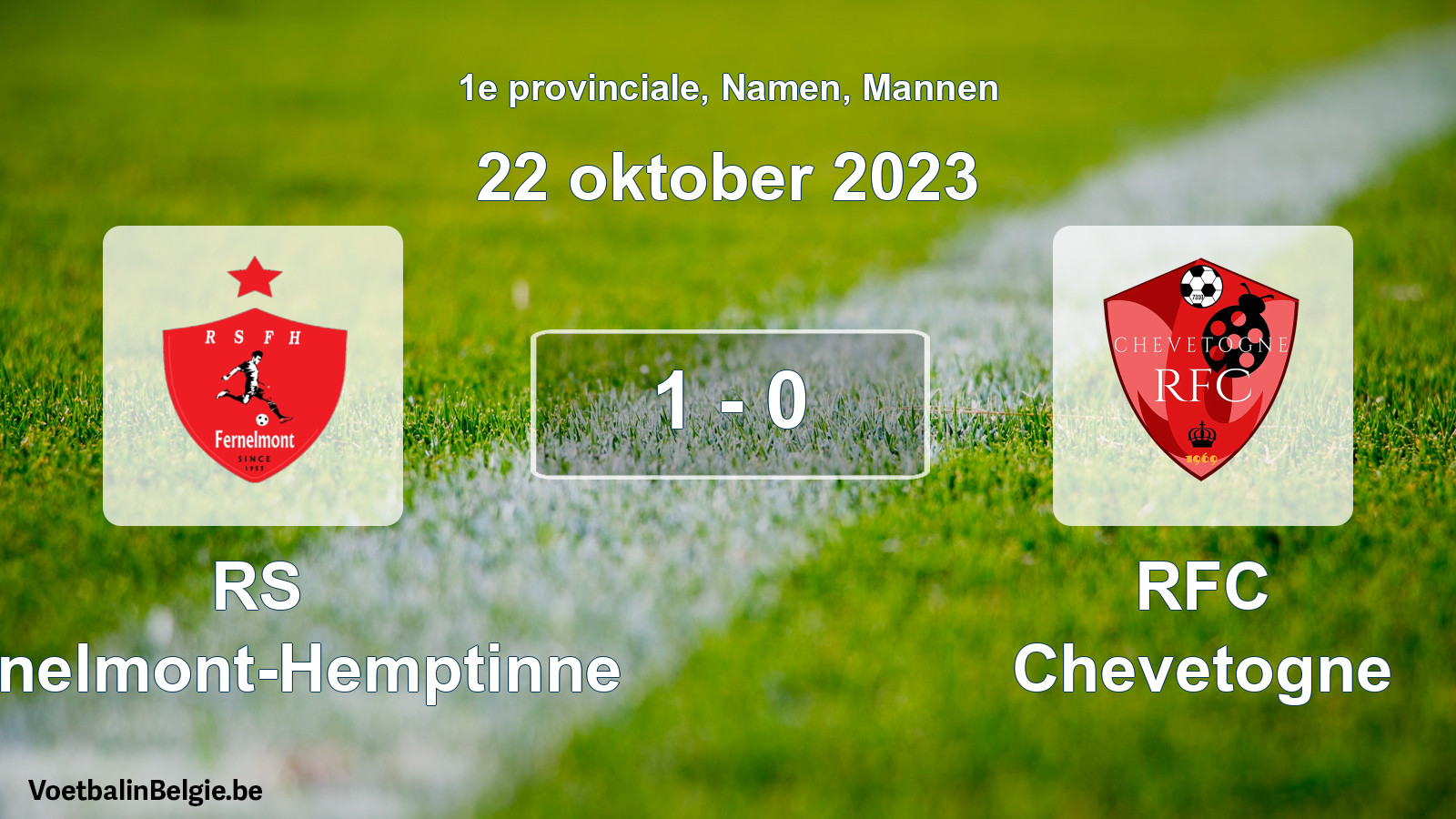 Gespeelde wedstrijd mannenvoetbal: RS Fernelmont-Hemptinne - RFC Chevetogne 1 - 0 (22 oktober 2023)