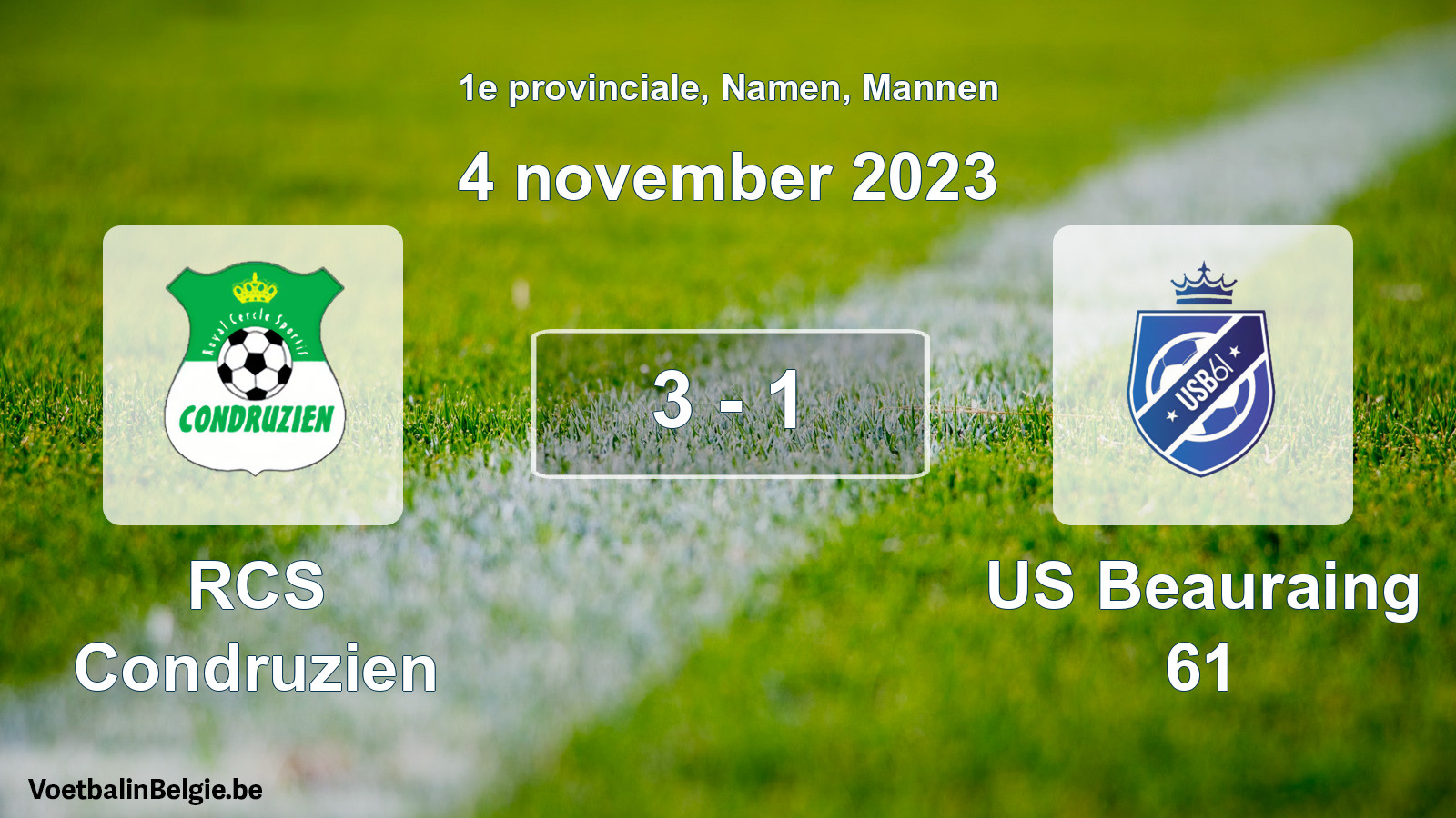 Gespeelde wedstrijd mannenvoetbal: RCS Condruzien - US Beauraing 61 3 - 1 (4 november 2023)