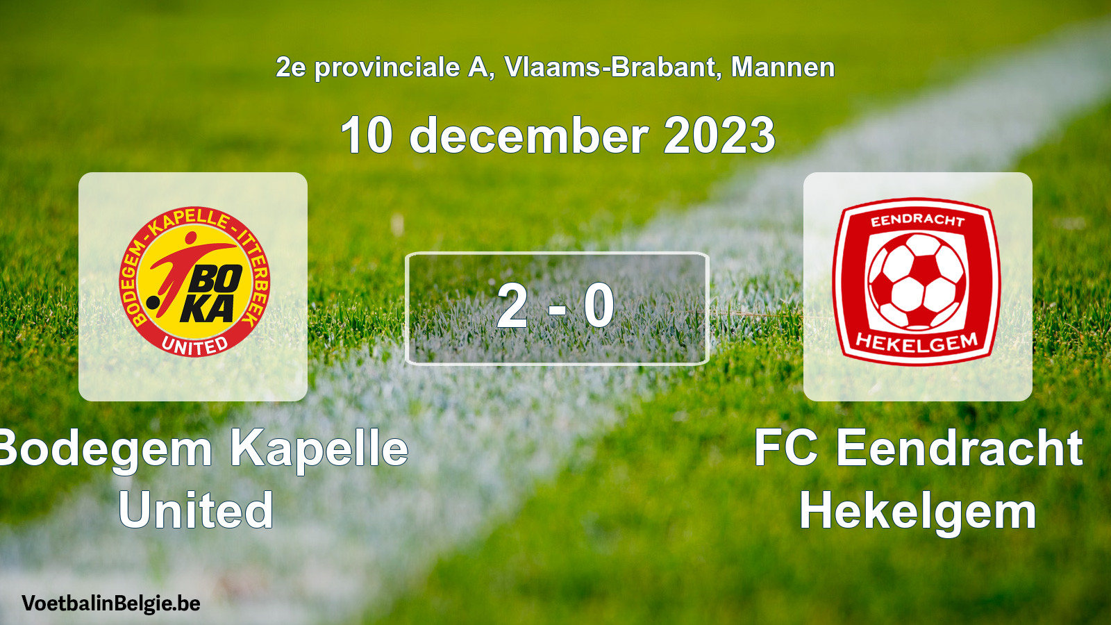 Gespeelde wedstrijd mannenvoetbal: Bodegem Kapelle United - FC Eendracht Hekelgem 2 - 0 (10 december 2023)