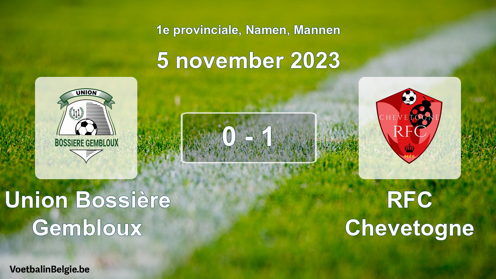 Gespeelde wedstrijd mannenvoetbal: Union Bossière Gembloux - RFC Chevetogne 0 - 1 (5 november 2023)