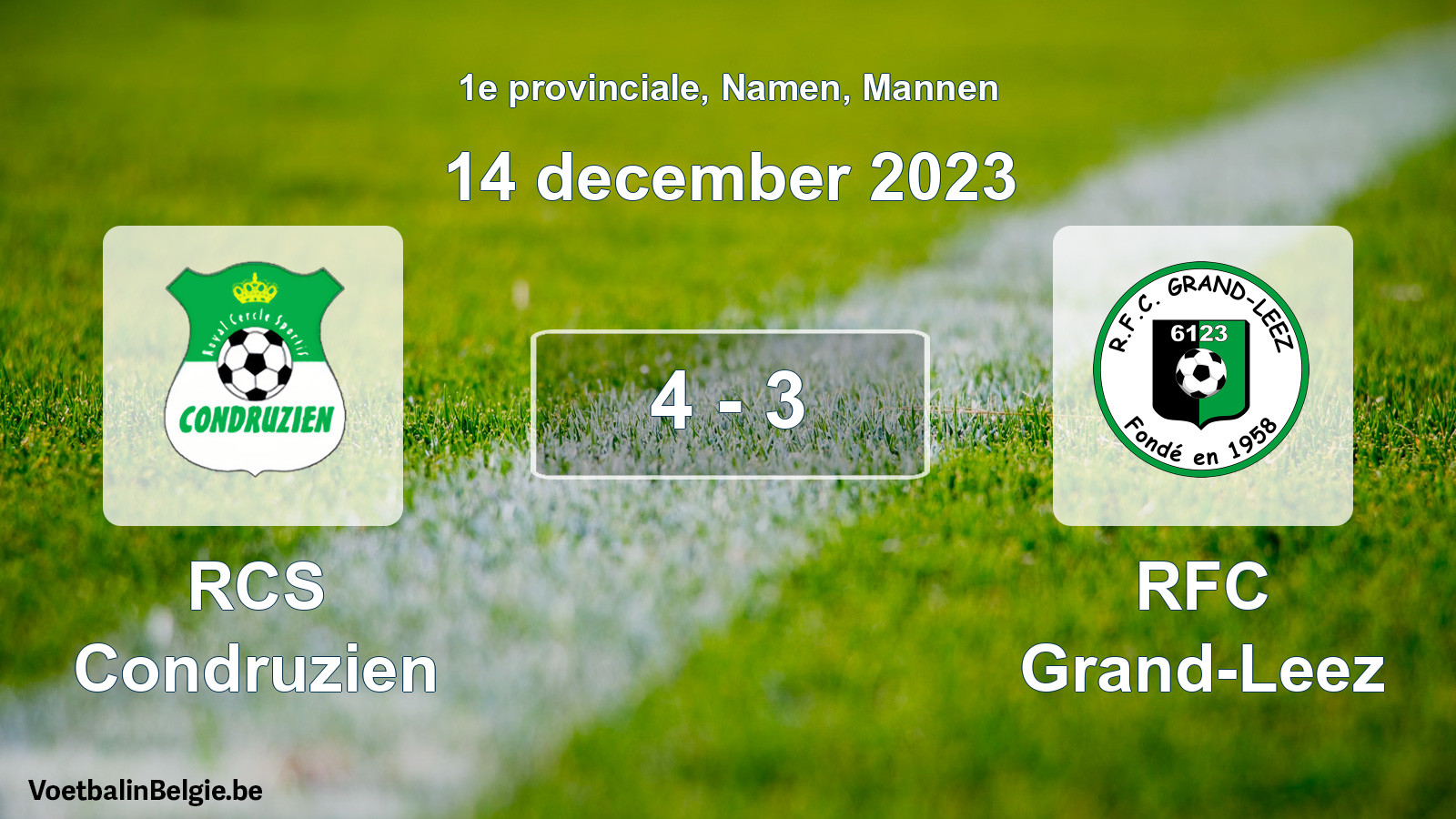 Gespeelde wedstrijd mannenvoetbal: RCS Condruzien - RFC Grand-Leez 4 - 3 (14 december 2023)