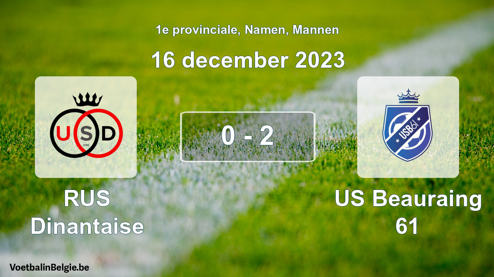 Played match men football: RUS Dinantaise - US Beauraing 61 0 - 2 (16 December 2023)