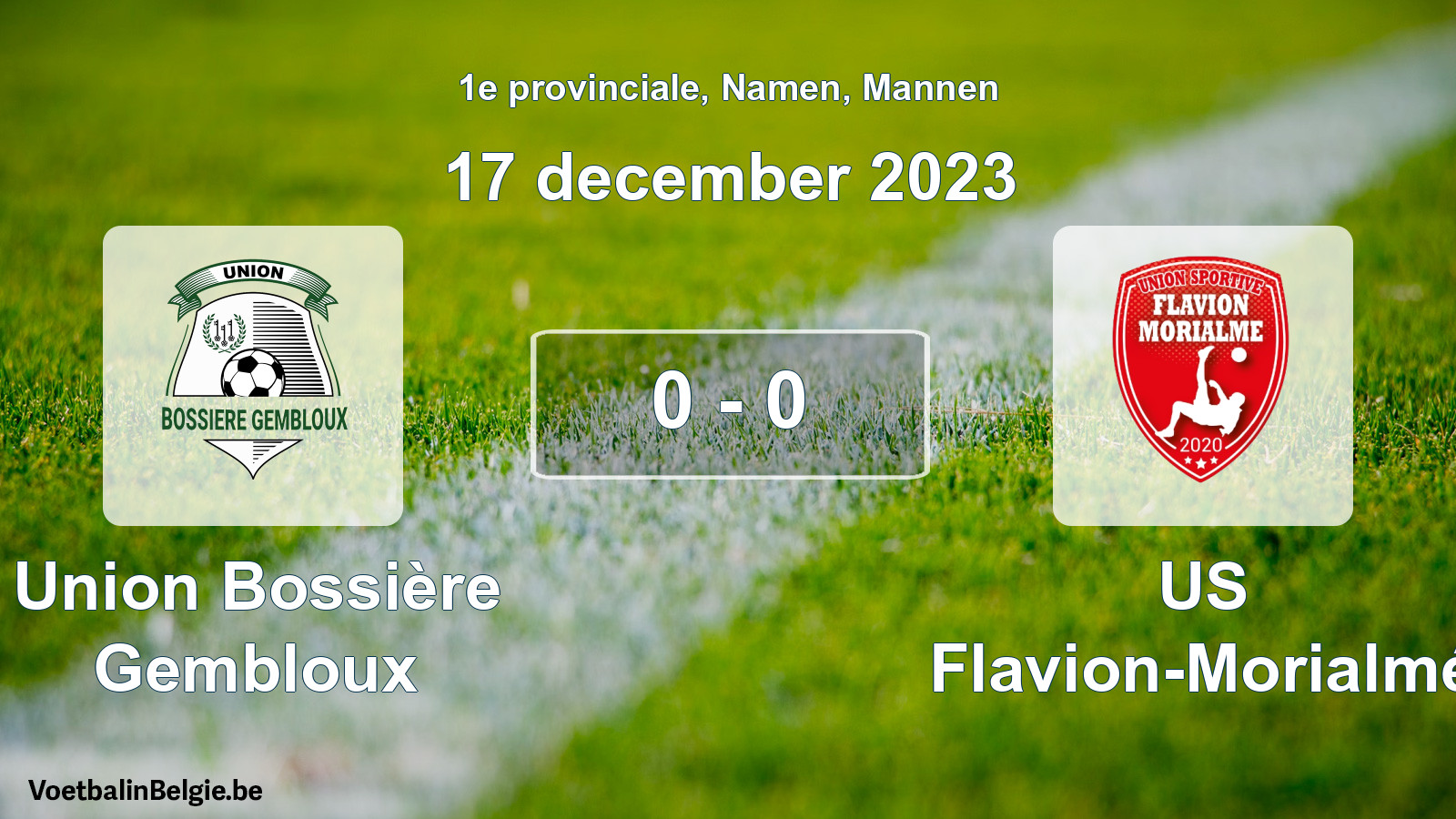 Gespeelde wedstrijd mannenvoetbal: Union Bossière Gembloux - US Flavion-Morialmé 0 - 0 (17 december 2023)