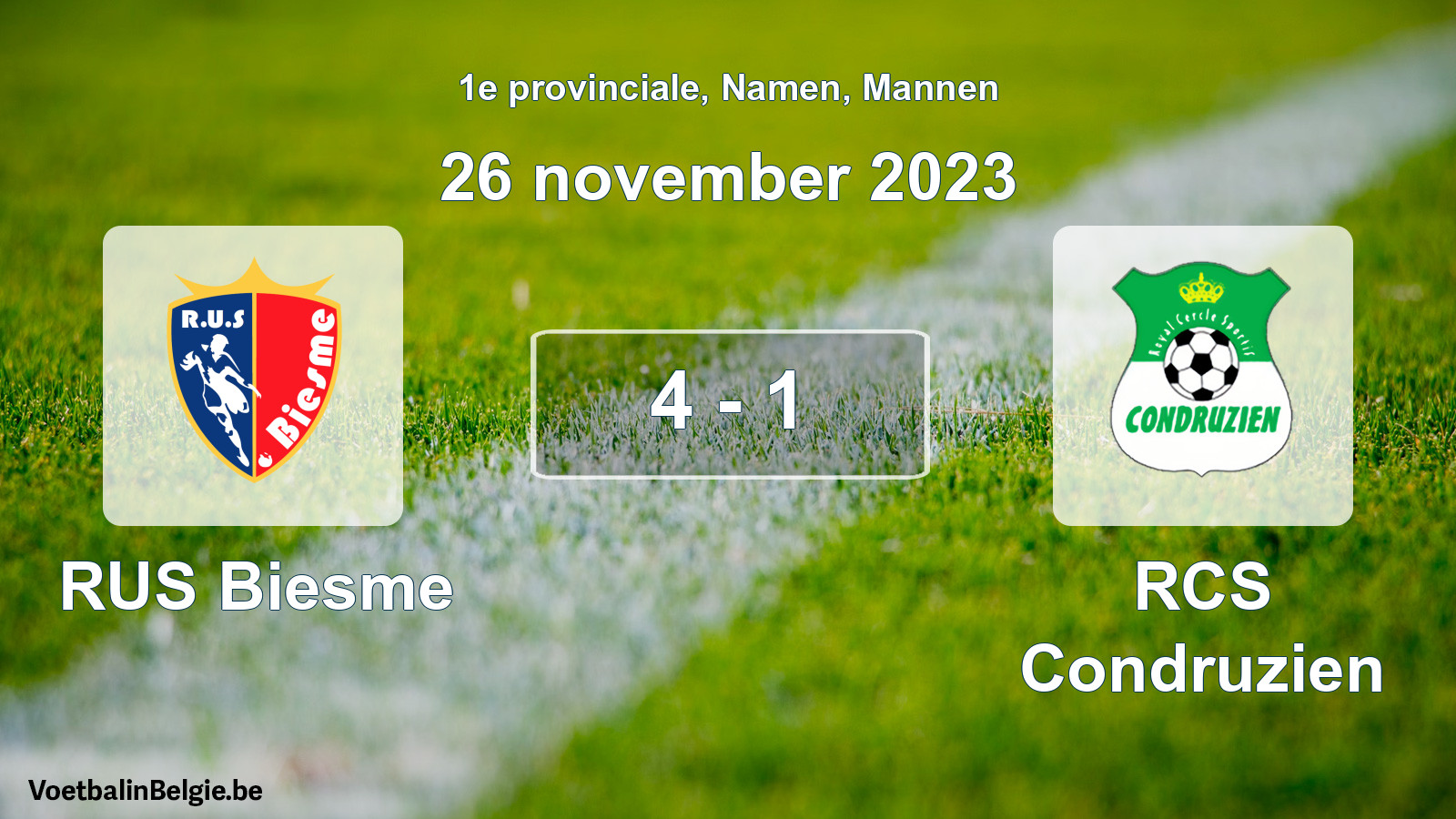 Gespeelde wedstrijd mannenvoetbal: RUS Biesme - RCS Condruzien 4 - 1 (26 november 2023)