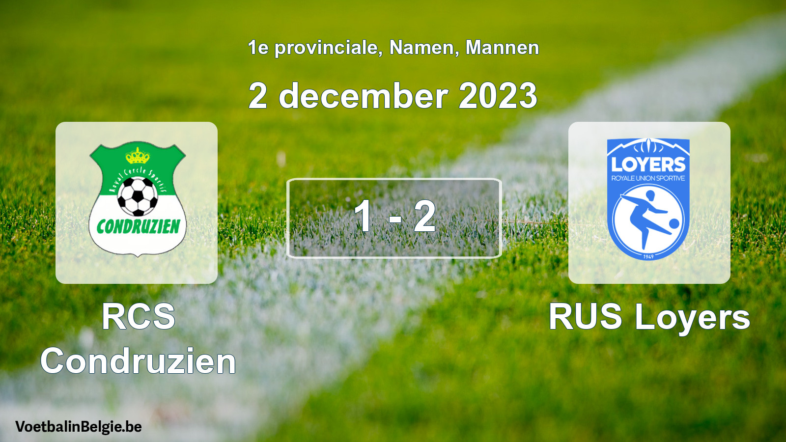 Gespeelde wedstrijd mannenvoetbal: RCS Condruzien - RUS Loyers 1 - 2 (2 december 2023)