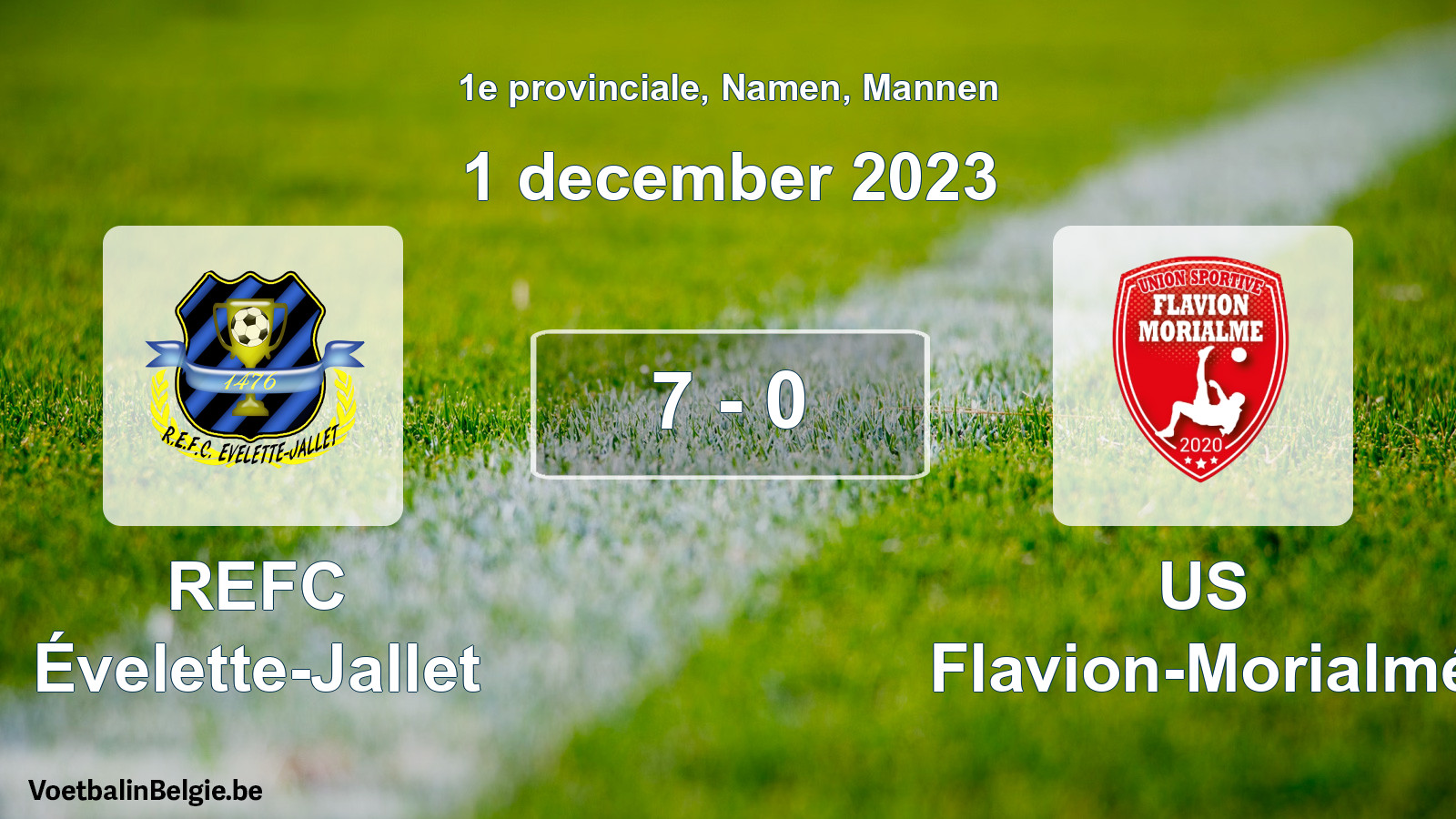 Gespeelde wedstrijd mannenvoetbal: REFC Évelette-Jallet - US Flavion-Morialmé 7 - 0 (1 december 2023)