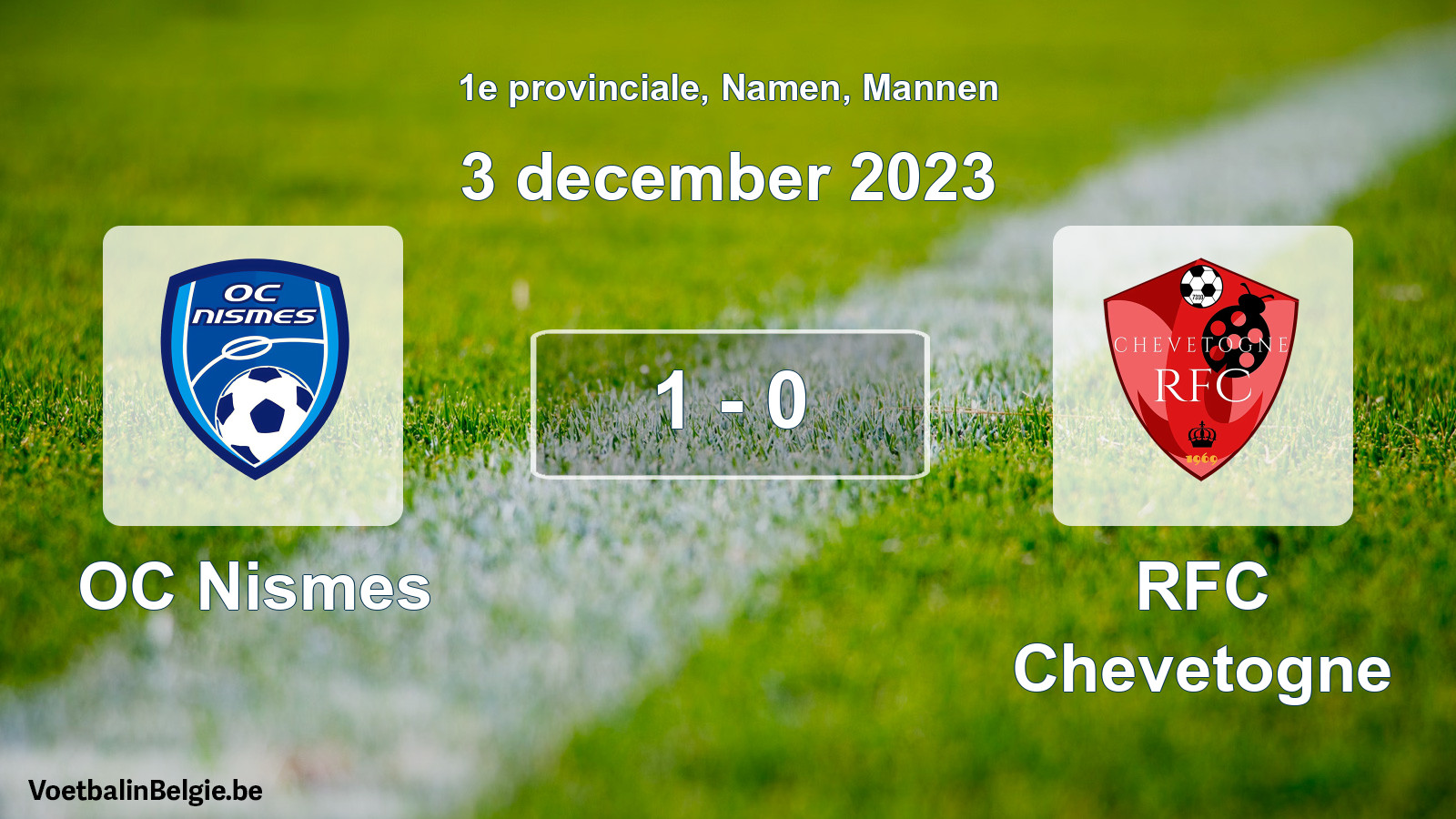 Gespeelde wedstrijd mannenvoetbal: OC Nismes - RFC Chevetogne 1 - 0 (3 december 2023)