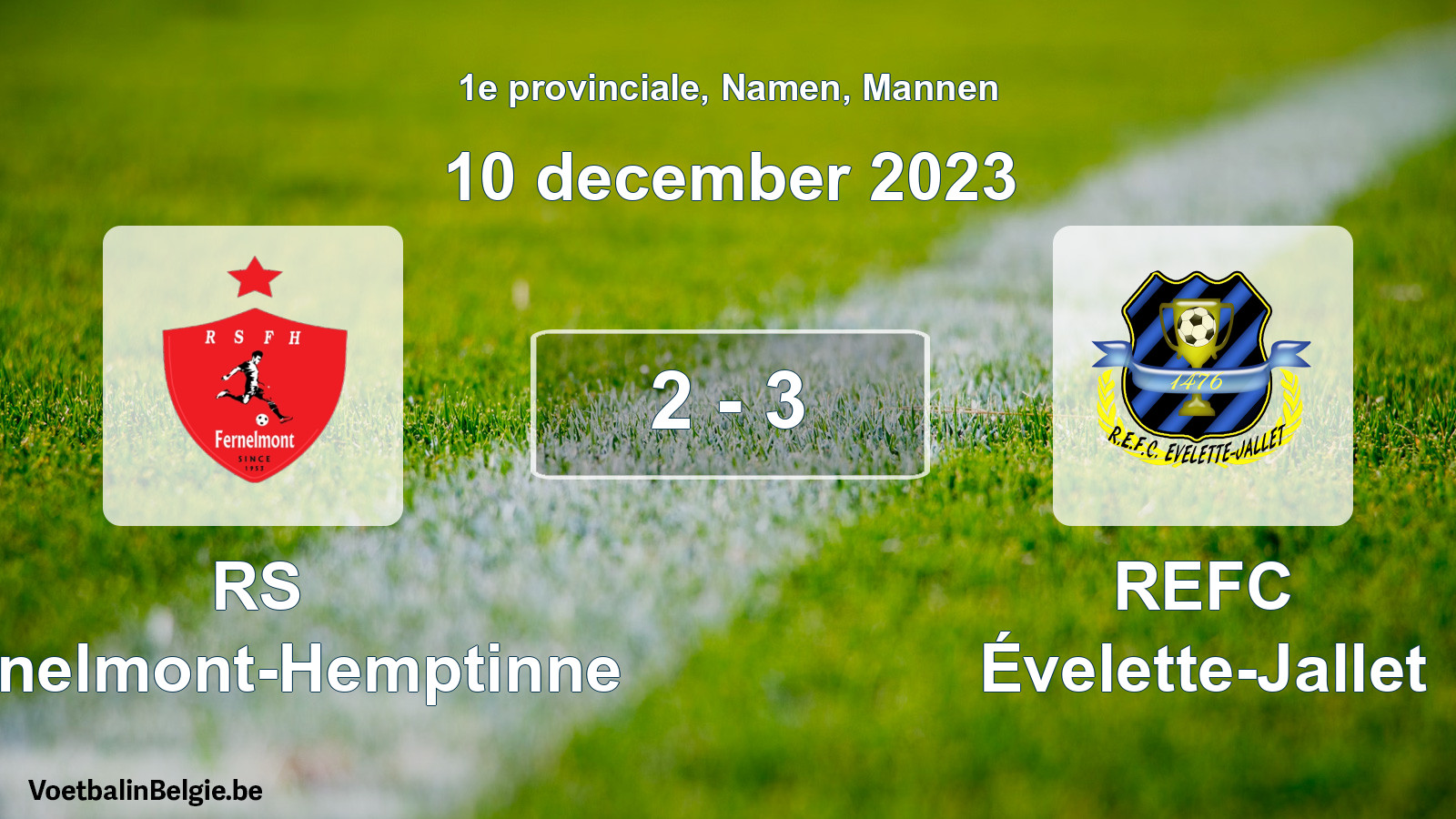 Gespeelde wedstrijd mannenvoetbal: RS Fernelmont-Hemptinne - REFC Évelette-Jallet 2 - 3 (10 december 2023)