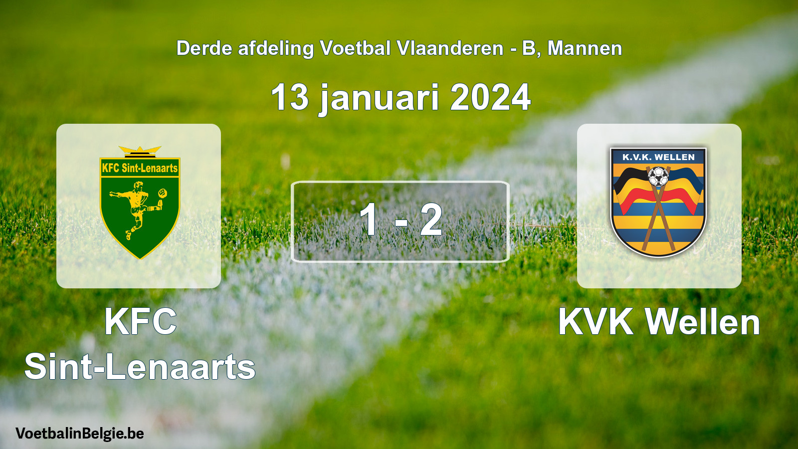 Gespeelde wedstrijd mannenvoetbal: KFC Sint-Lenaarts - KVK Wellen 1 - 2 (13 januari 2024)