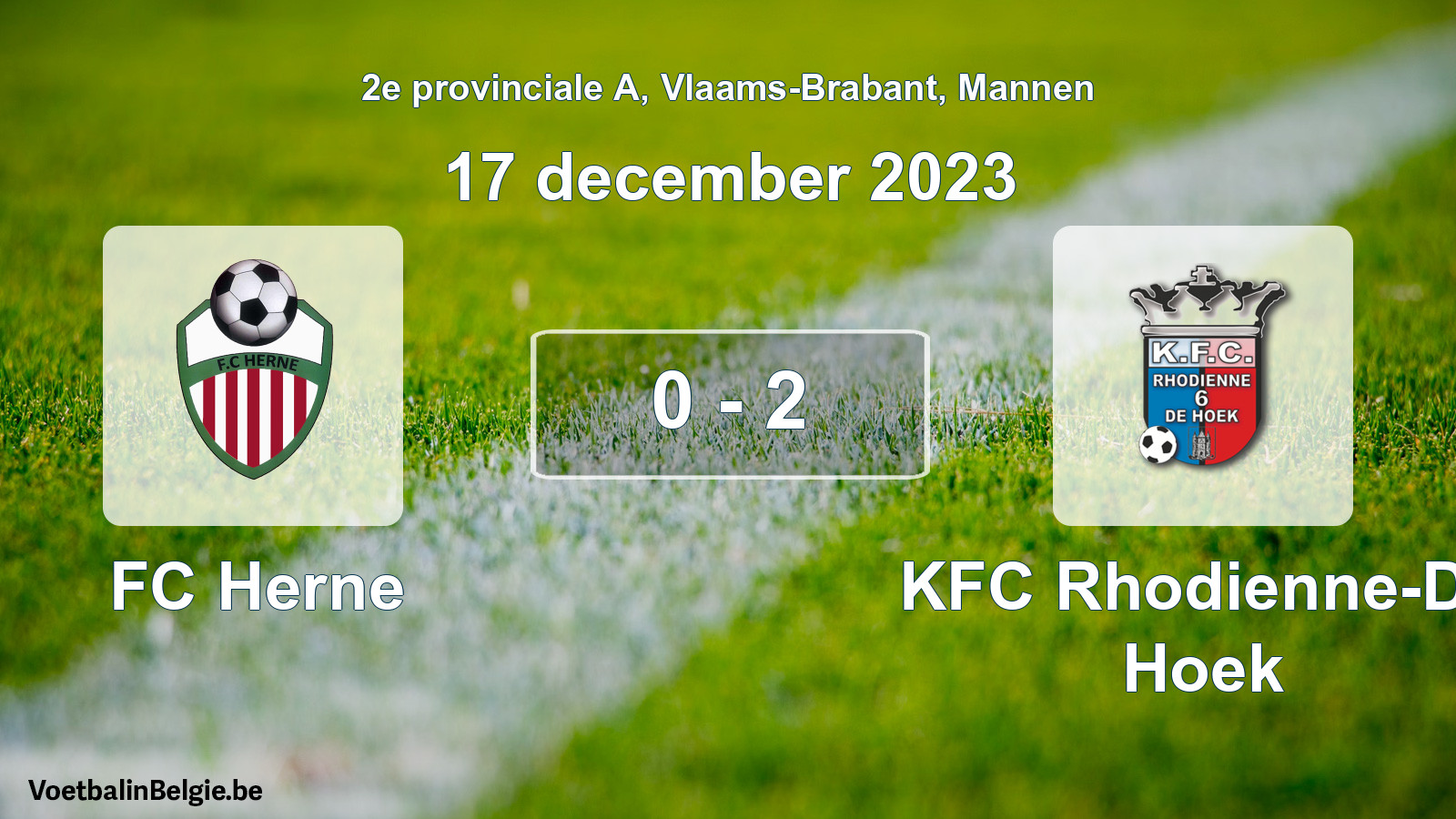 Gespeelde wedstrijd mannenvoetbal: FC Herne - KFC Rhodienne-De Hoek 0 - 2 (17 december 2023)
