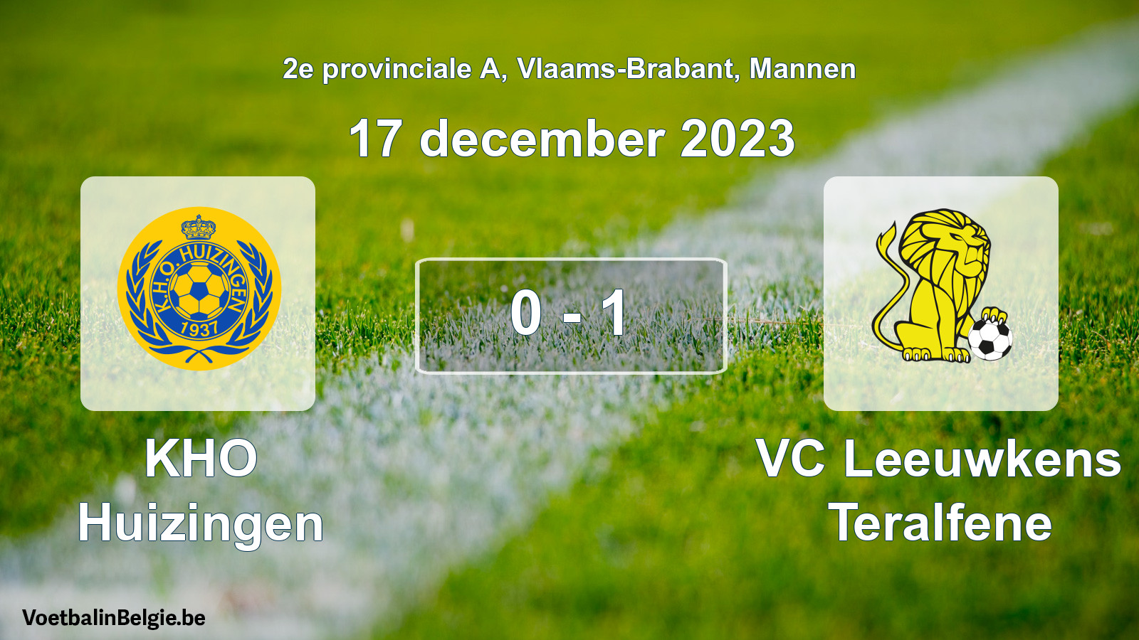 Gespeelde wedstrijd mannenvoetbal: KHO Huizingen - VC Leeuwkens Teralfene 0 - 1 (17 december 2023)