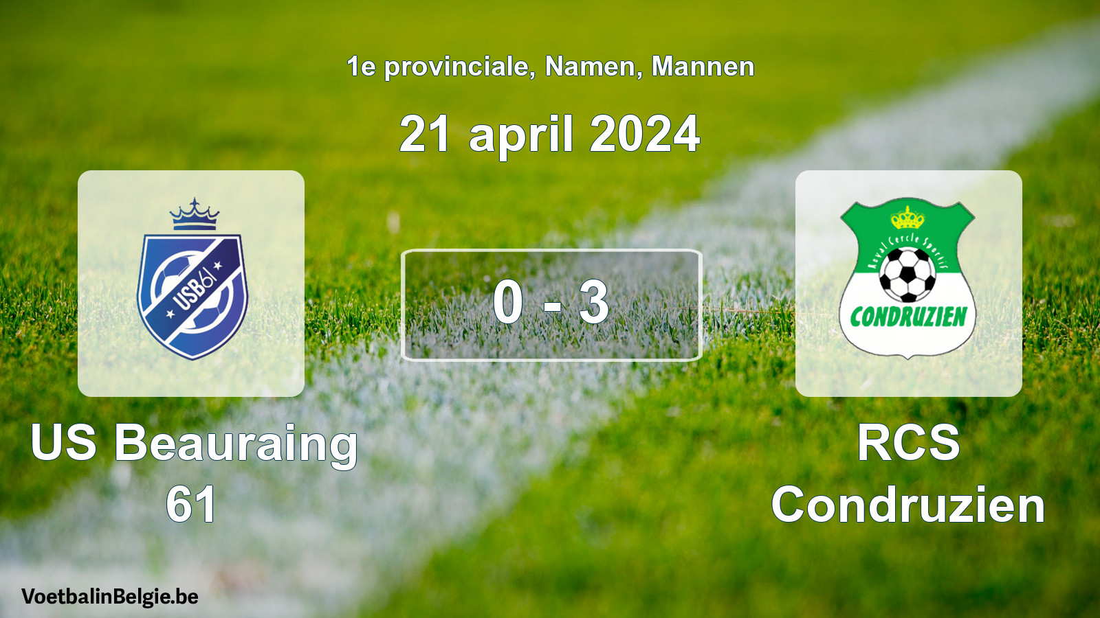 Gespeelde wedstrijd mannenvoetbal: US Beauraing 61 - RCS Condruzien 0 - 3 (21 april 2024)