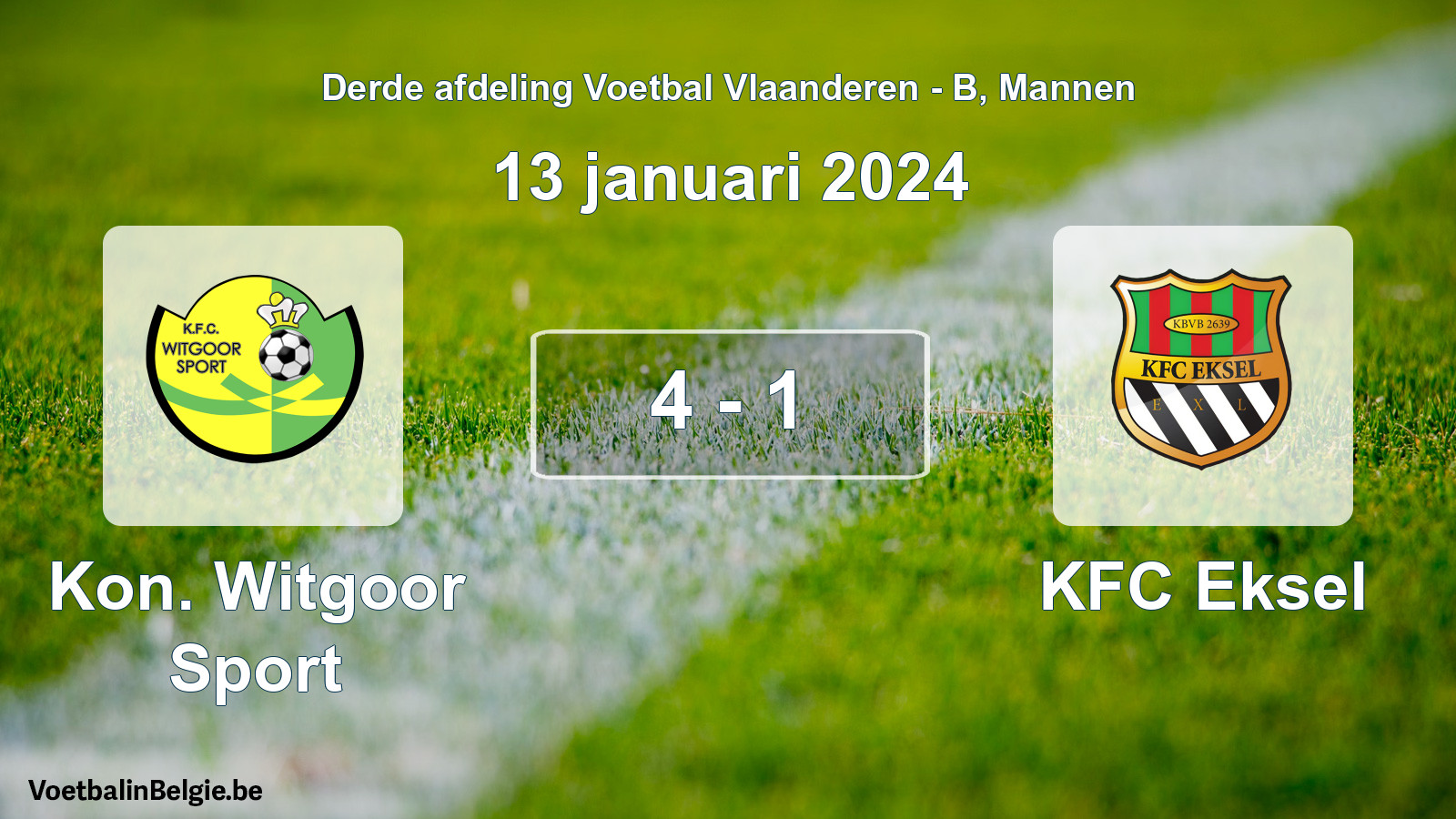 Gespeelde wedstrijd mannenvoetbal: Kon. Witgoor Sport - KFC Eksel 4 - 1 (13 januari 2024)