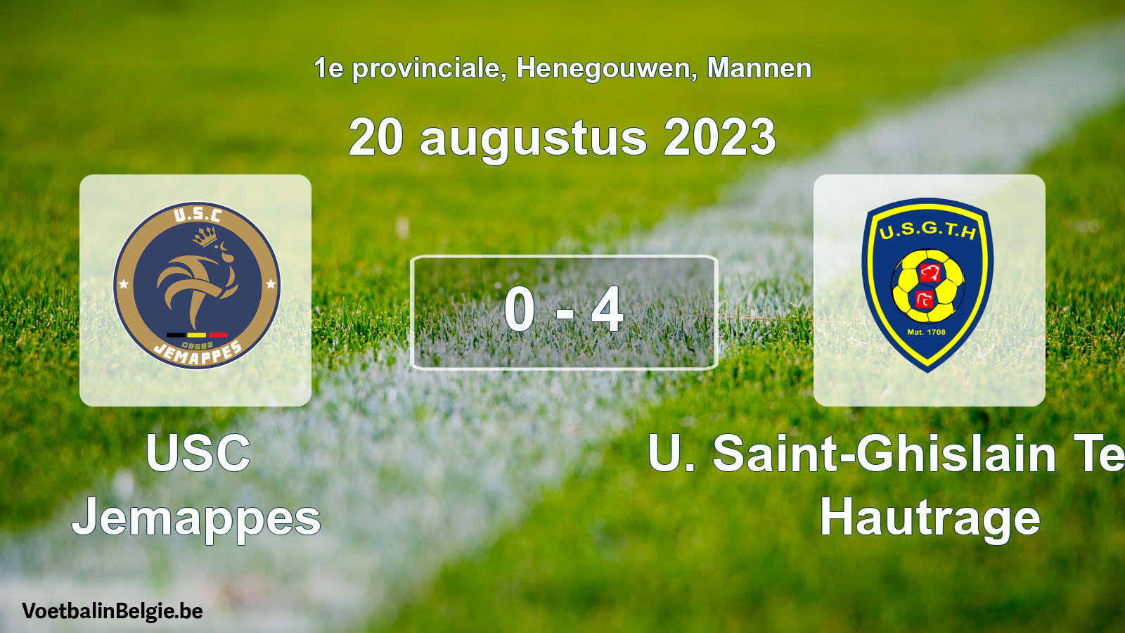 Gespeelde wedstrijd mannenvoetbal: USC Jemappes - U. Saint-Ghislain Tertre Hautrage 0 - 4 (20 augustus 2023)