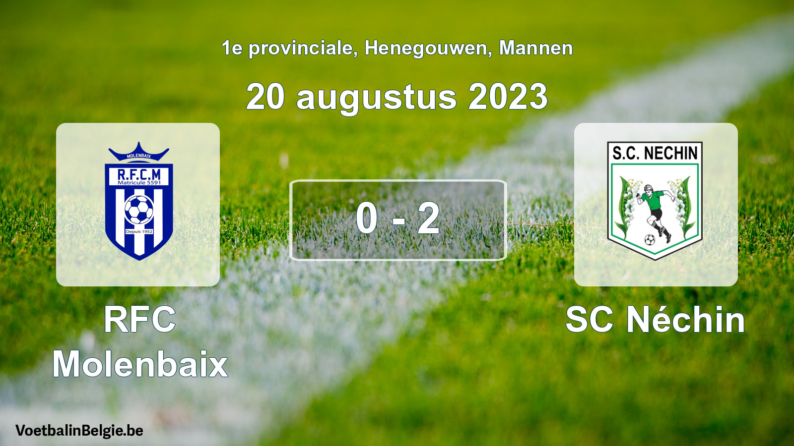 Gespeelde wedstrijd mannenvoetbal: RFC Molenbaix - SC Néchin 0 - 2 (20 augustus 2023)