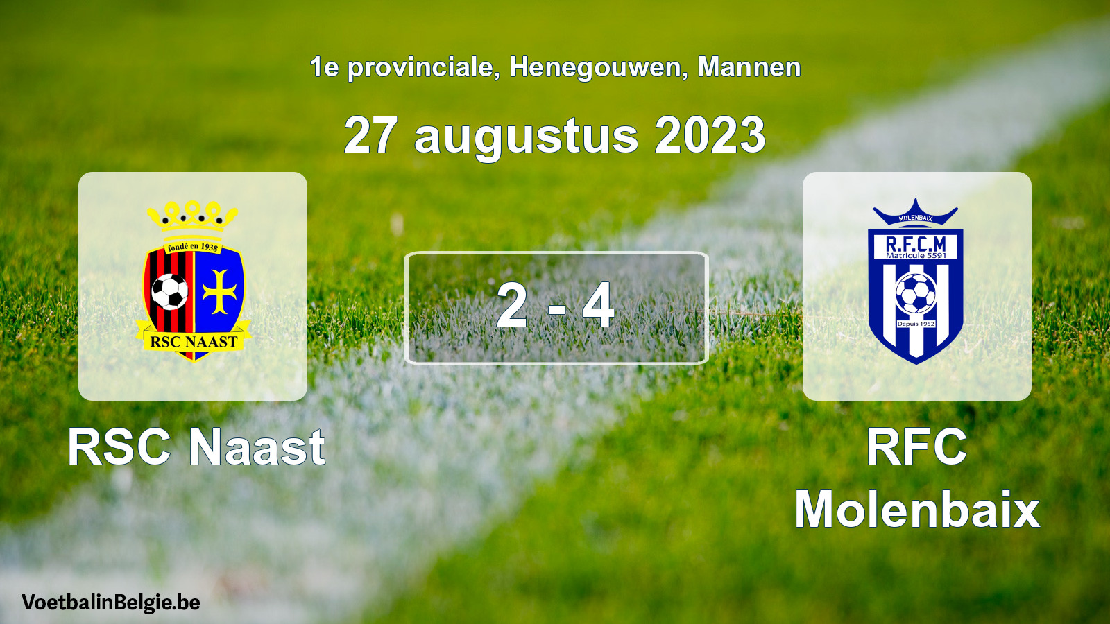 Gespeelde wedstrijd mannenvoetbal: RSC Naast - RFC Molenbaix 2 - 4 (27 augustus 2023)