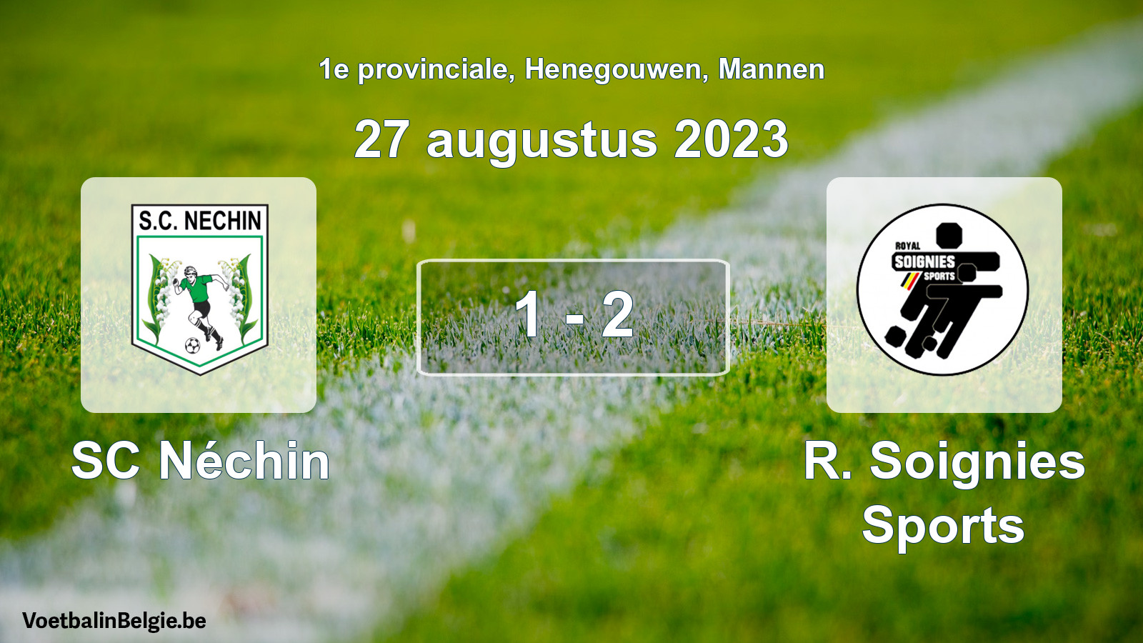 Gespeelde wedstrijd mannenvoetbal: SC Néchin - R. Soignies Sports 1 - 2 (27 augustus 2023)
