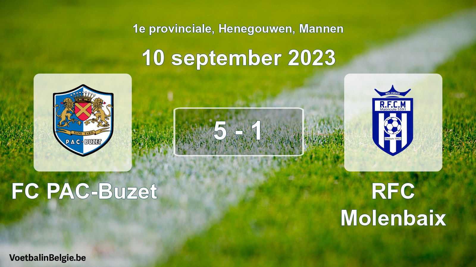 Match joué football hommes: FC PAC-Buzet - RFC Molenbaix 5 - 1 (10 septembre 2023)