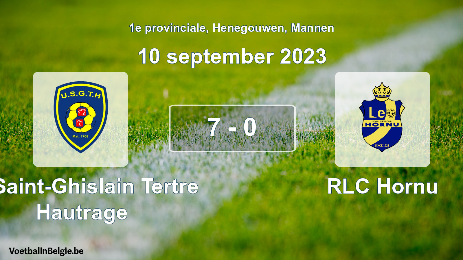 Gespeelde wedstrijd mannenvoetbal: U. Saint-Ghislain Tertre Hautrage - RLC Hornu 7 - 0 (10 september 2023)