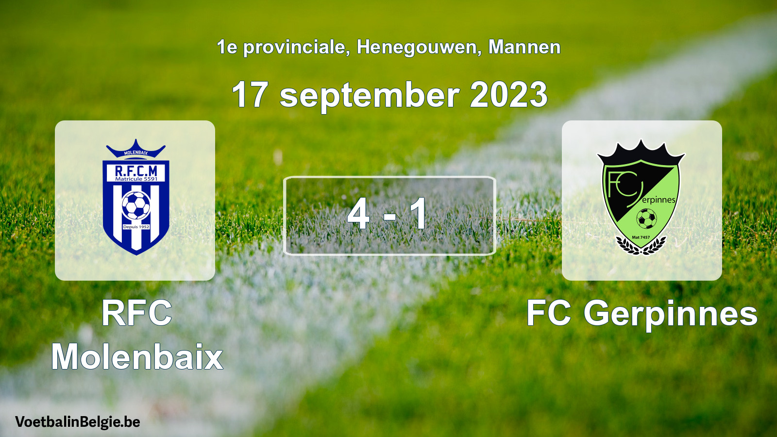Gespeelde wedstrijd mannenvoetbal: RFC Molenbaix - FC Gerpinnes 4 - 1 (17 september 2023)