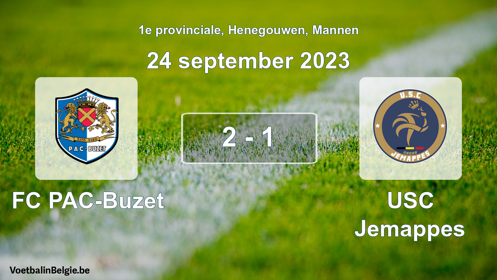 Gespeelde wedstrijd mannenvoetbal: FC PAC-Buzet - USC Jemappes 2 - 1 (24 september 2023)