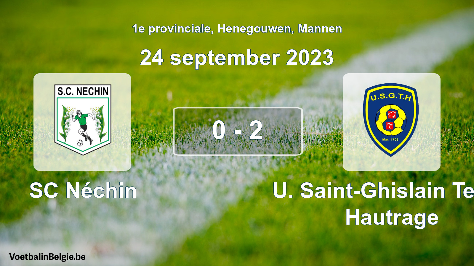 Gespeelde wedstrijd mannenvoetbal: SC Néchin - U. Saint-Ghislain Tertre Hautrage 0 - 2 (24 september 2023)
