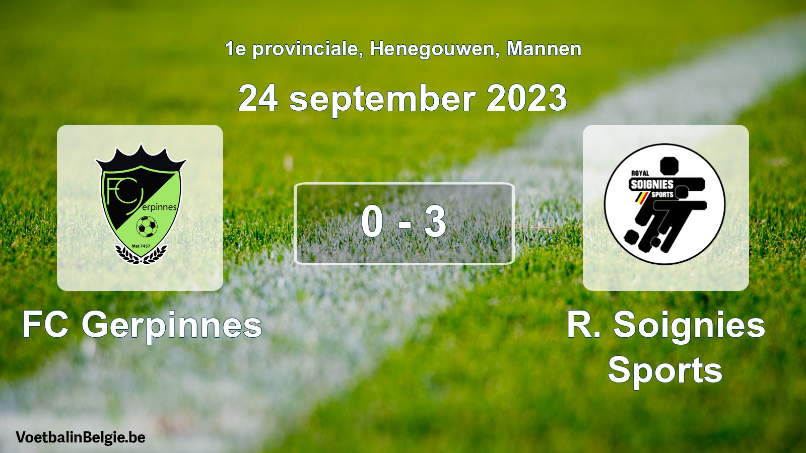 Gespeelde wedstrijd mannenvoetbal: FC Gerpinnes - R. Soignies Sports 0 - 3 (24 september 2023)