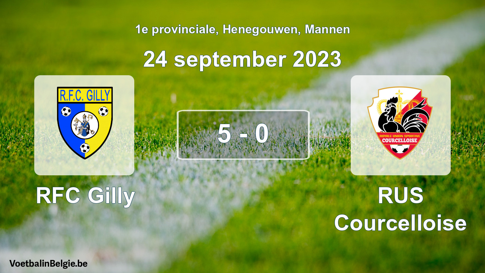 Gespeelde wedstrijd mannenvoetbal: RFC Gilly - RUS Courcelloise 5 - 0 (24 september 2023)
