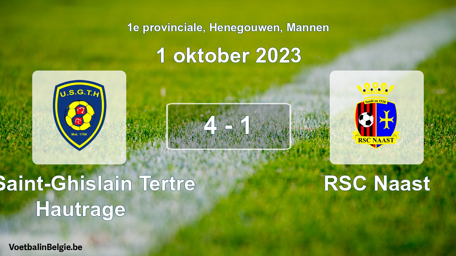 Gespeelde wedstrijd mannenvoetbal: U. Saint-Ghislain Tertre Hautrage - RSC Naast 4 - 1 (1 oktober 2023)