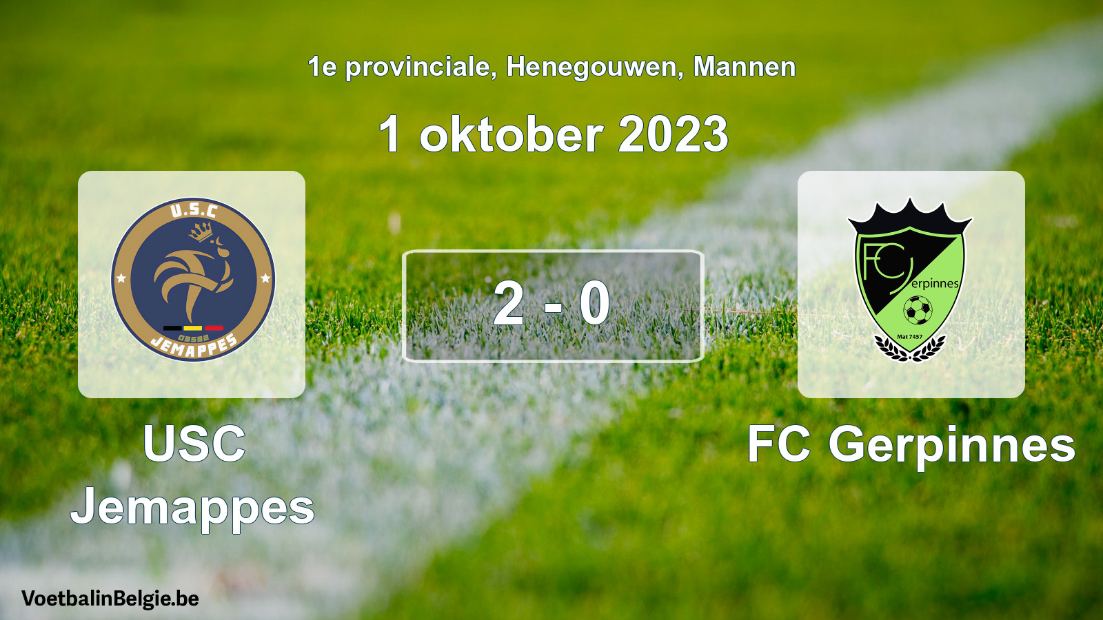 Gespeelde wedstrijd mannenvoetbal: USC Jemappes - FC Gerpinnes 2 - 0 (1 oktober 2023)