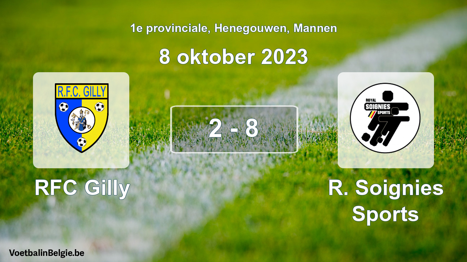 Gespeelde wedstrijd mannenvoetbal: RFC Gilly - R. Soignies Sports 2 - 8 (8 oktober 2023)
