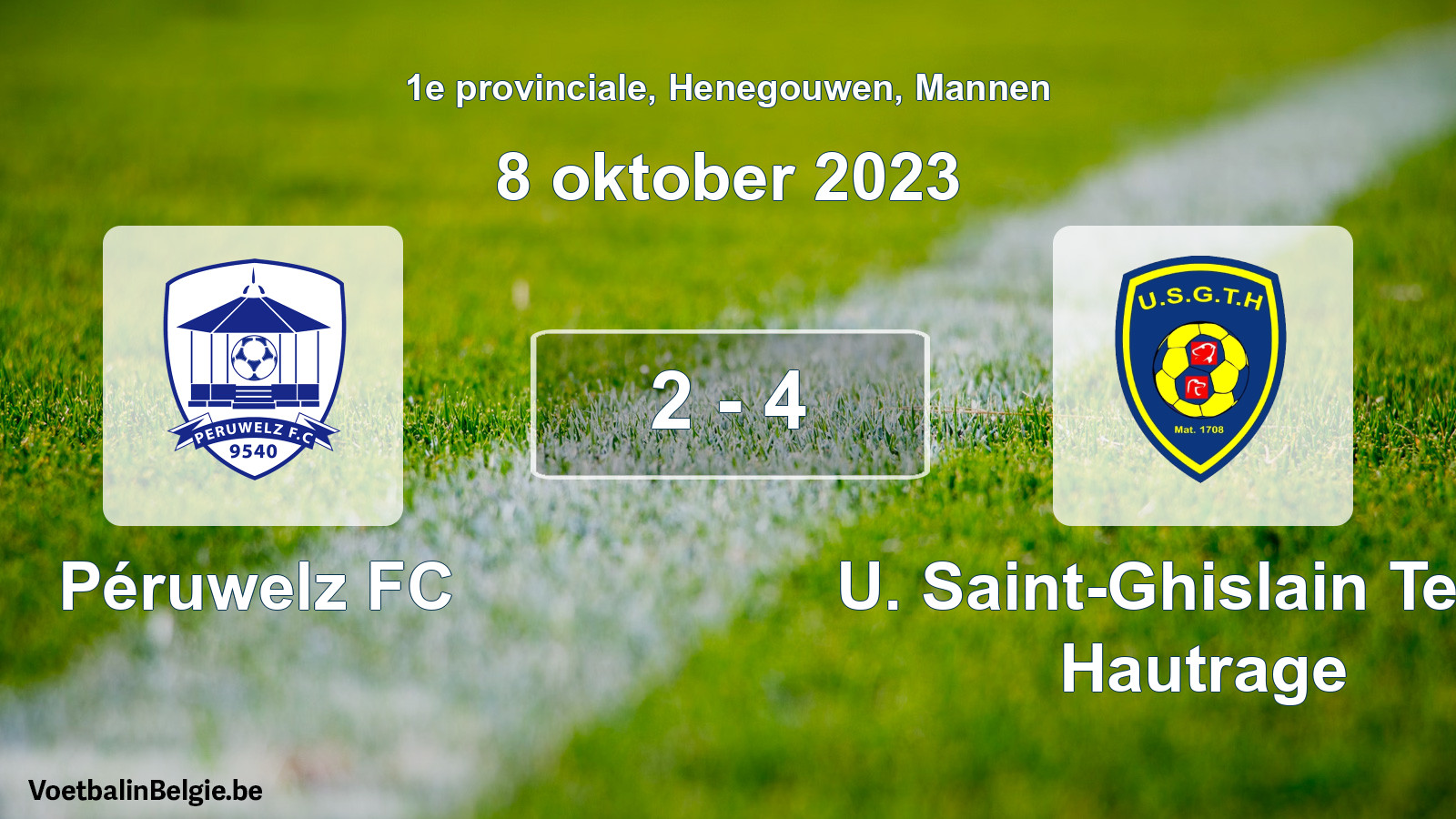 Gespeelde wedstrijd mannenvoetbal: Péruwelz FC - U. Saint-Ghislain Tertre Hautrage 2 - 4 (8 oktober 2023)
