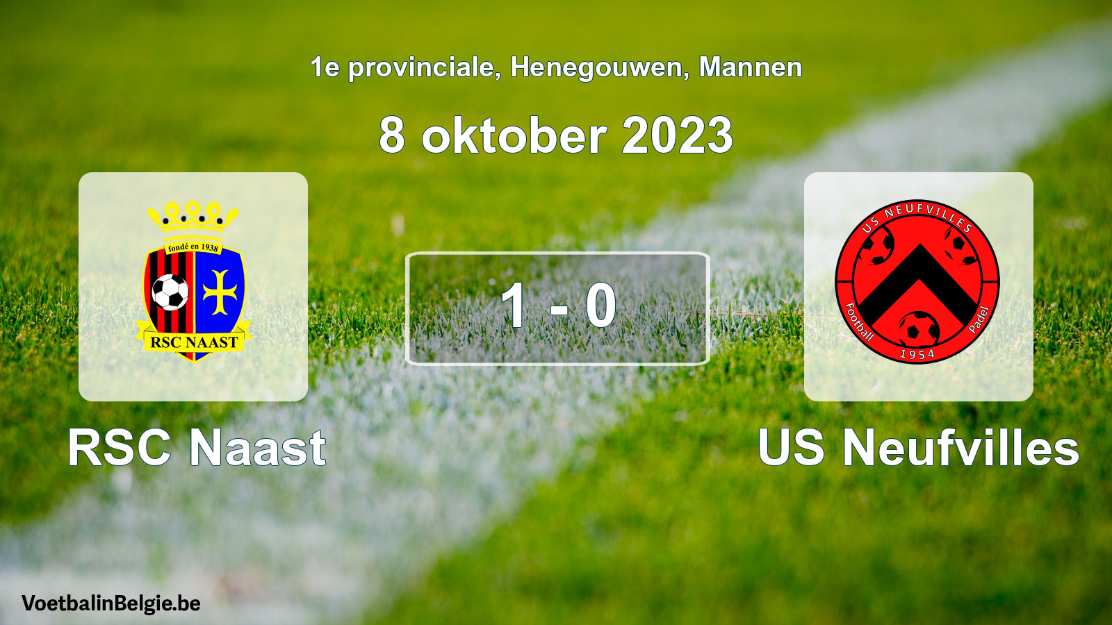 Gespeelde wedstrijd mannenvoetbal: RSC Naast - US Neufvilles 1 - 0 (8 oktober 2023)