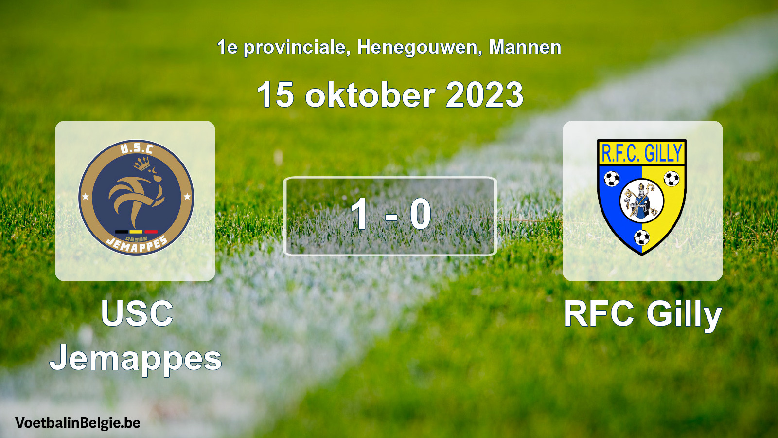 Gespeelde wedstrijd mannenvoetbal: USC Jemappes - RFC Gilly 1 - 0 (15 oktober 2023)