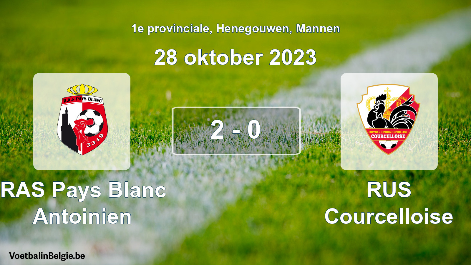 Gespeelde wedstrijd mannenvoetbal: RAS Pays Blanc Antoinien - RUS Courcelloise 2 - 0 (28 oktober 2023)