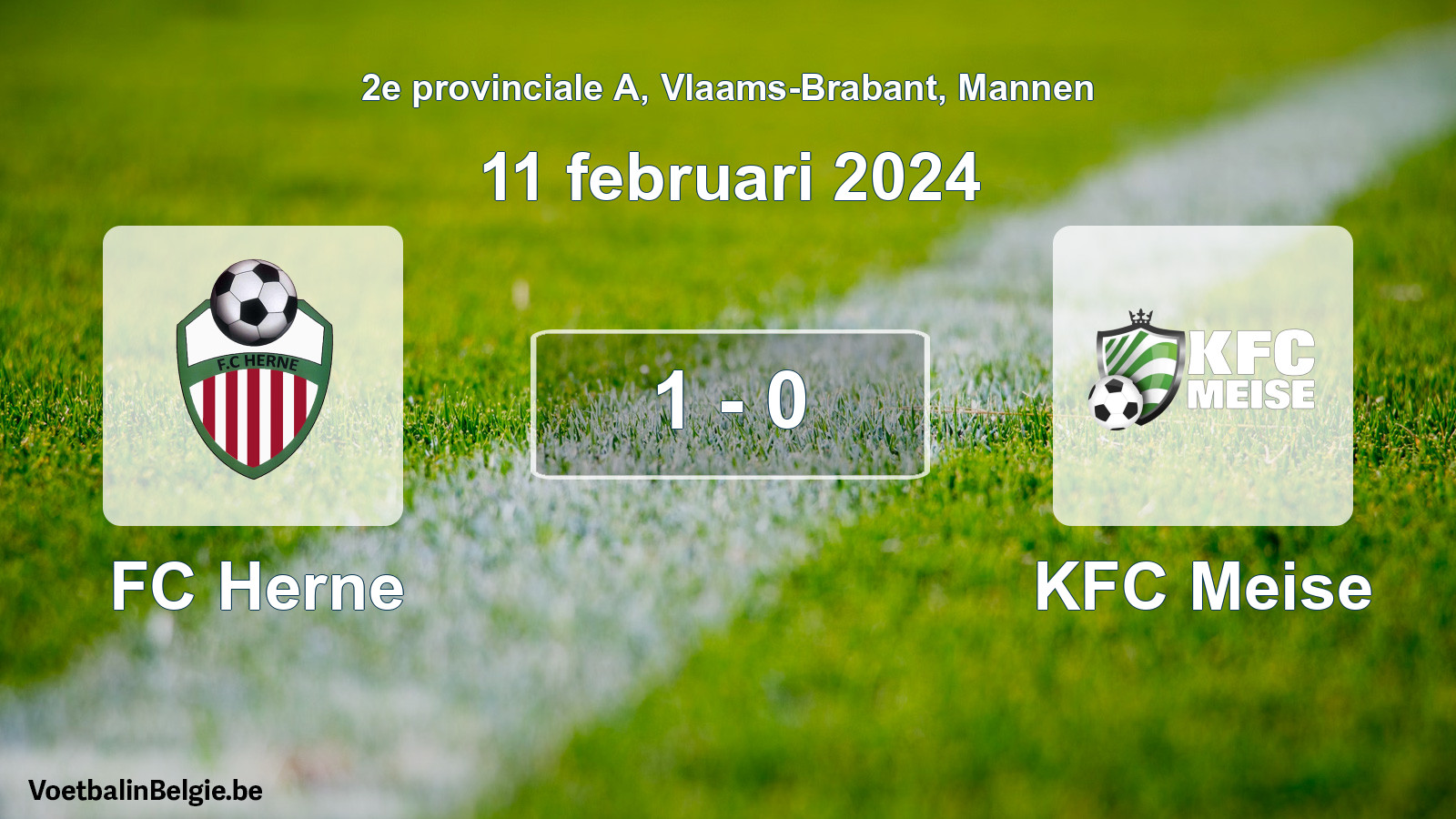 Gespeelde wedstrijd mannenvoetbal: FC Herne - KFC Meise 1 - 0 (11 februari 2024)