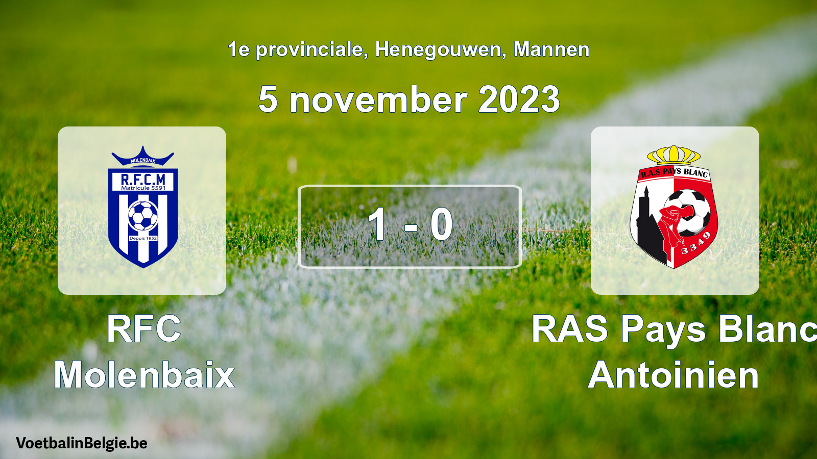Gespeelde wedstrijd mannenvoetbal: RFC Molenbaix - RAS Pays Blanc Antoinien 1 - 0 (5 november 2023)