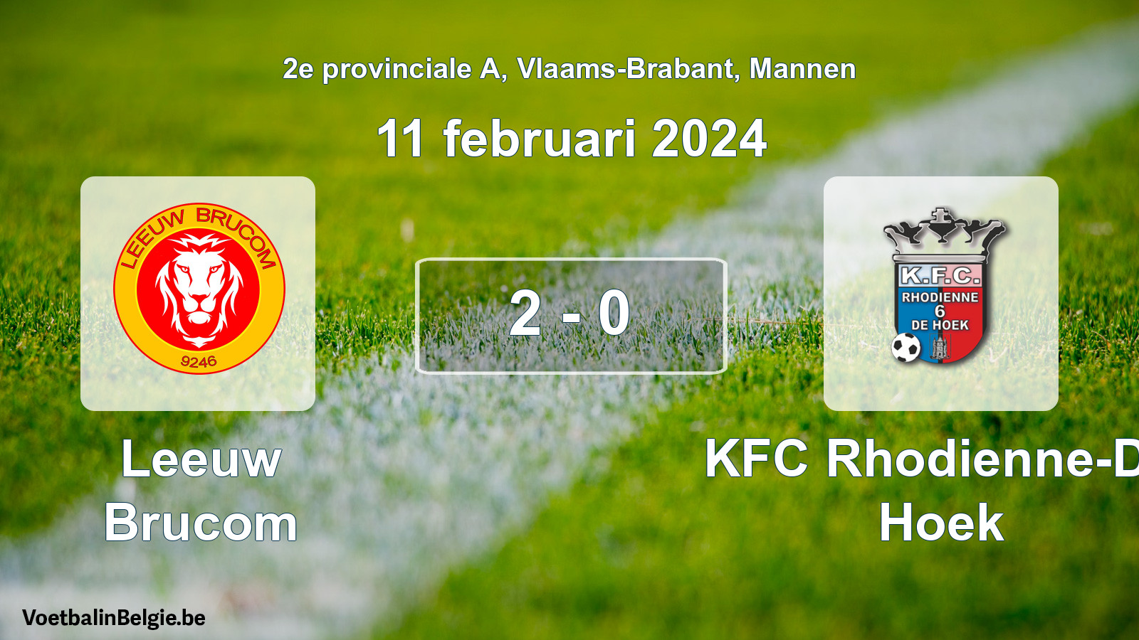 Gespeelde wedstrijd mannenvoetbal: Leeuw Brucom - KFC Rhodienne-De Hoek 2 - 0 (11 februari 2024)