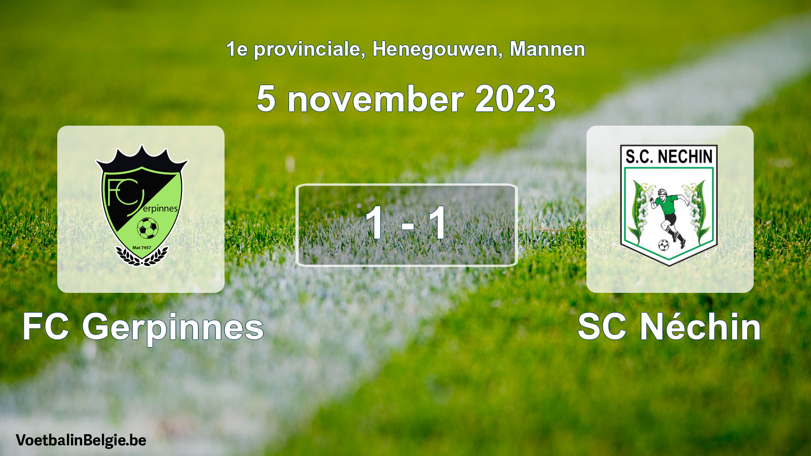 Gespeelde wedstrijd mannenvoetbal: FC Gerpinnes - SC Néchin 1 - 1 (5 november 2023)