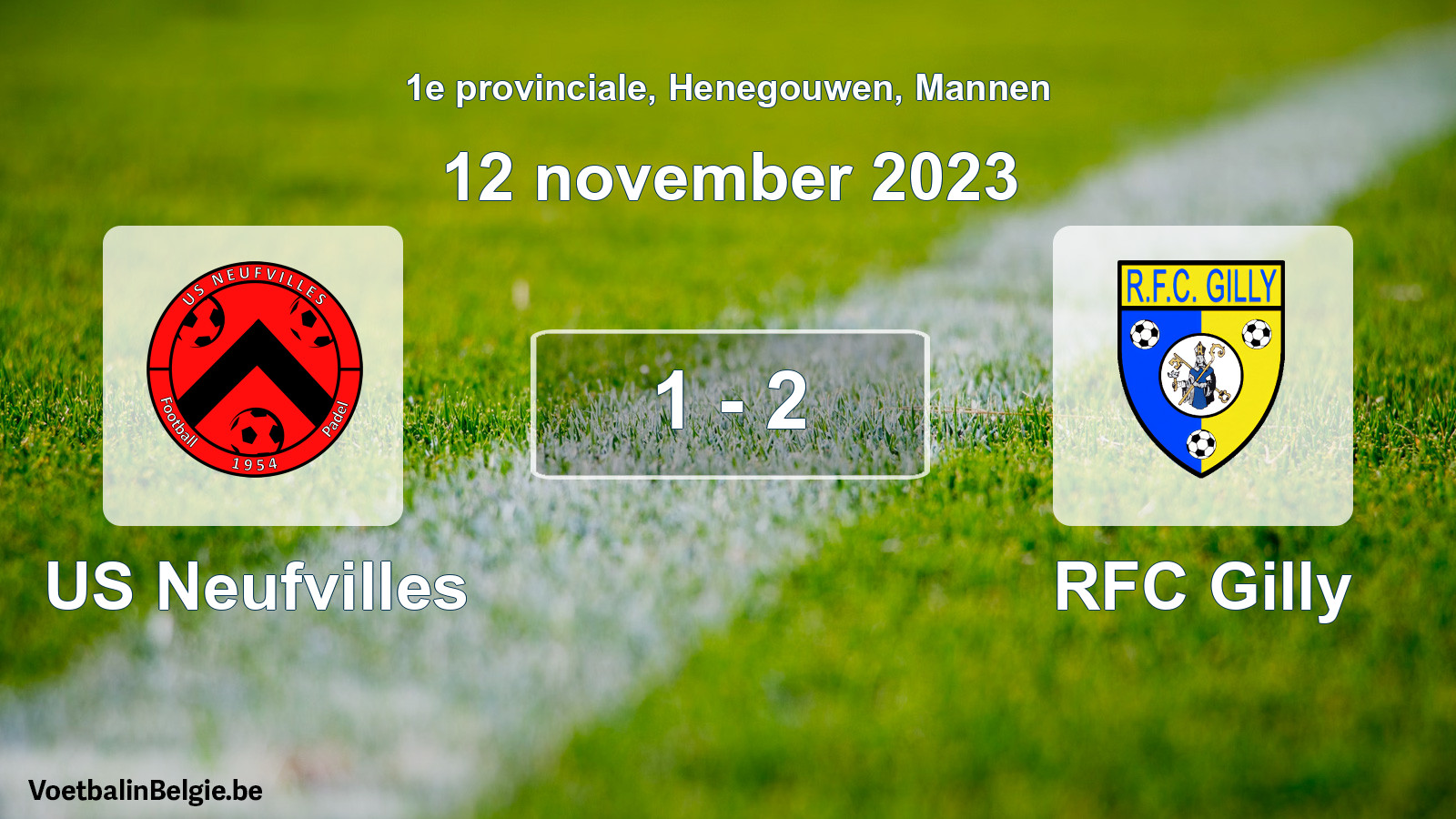Gespeelde wedstrijd mannenvoetbal: US Neufvilles - RFC Gilly 1 - 2 (12 november 2023)